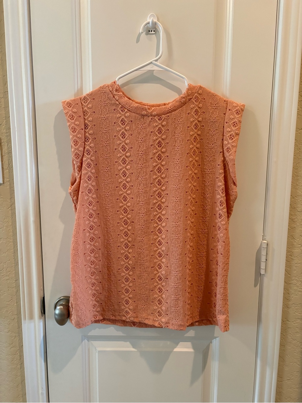 Women's Sleeveless Lace Top - Coral